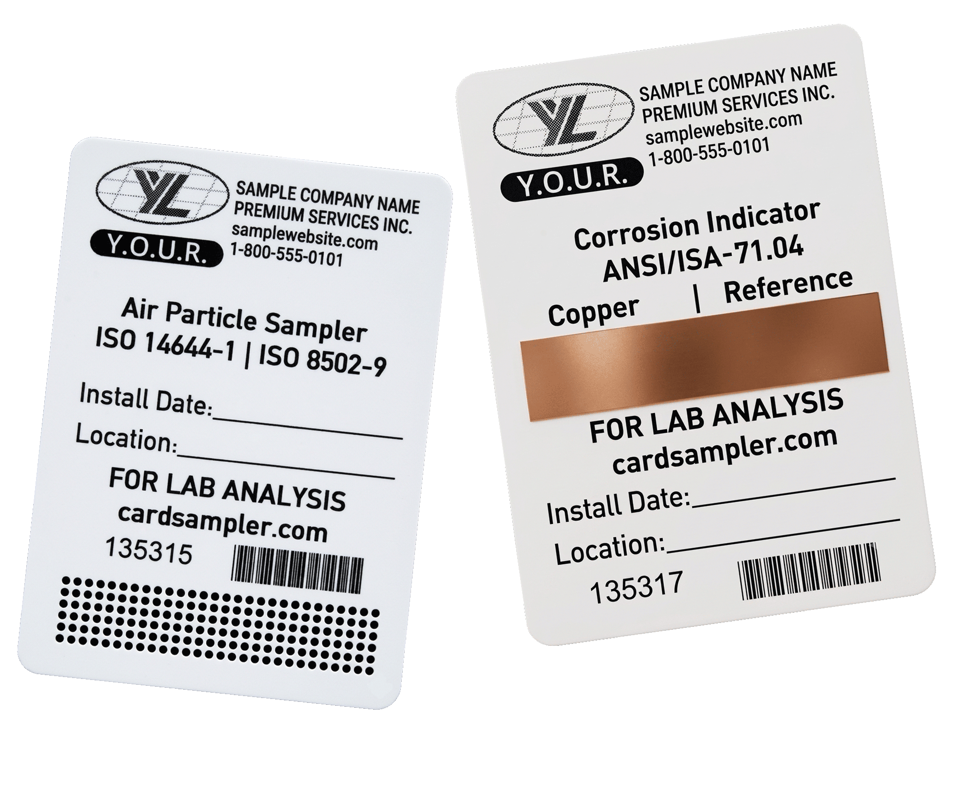 CardSampler corrosion indicator and air particle sampler cards, available private-label for facility service companies