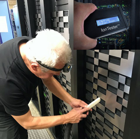 Technician performing specialized data center cleaning