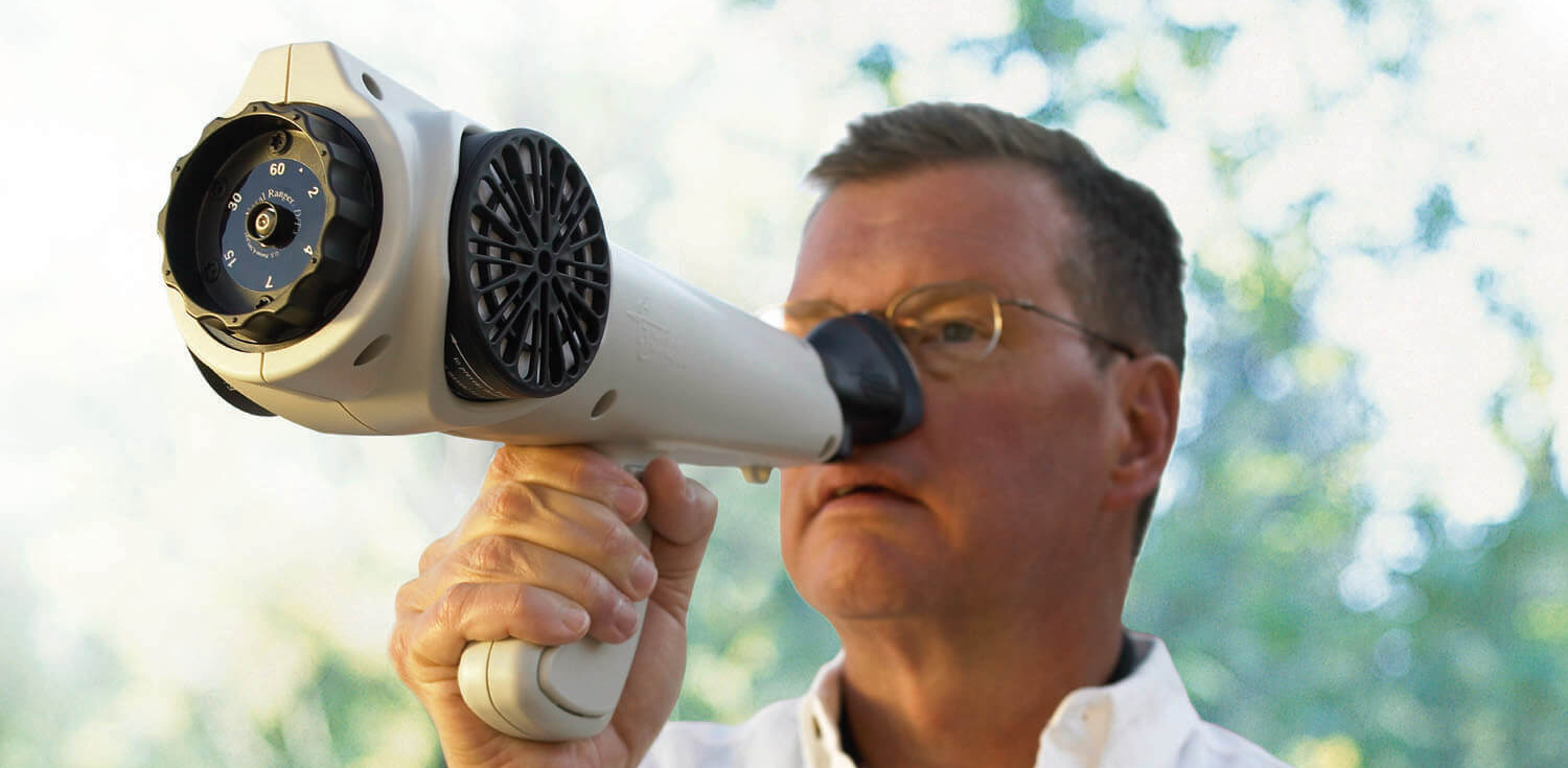 Technician measuring odor intensity on site with a Nasal Ranger field olfactometer